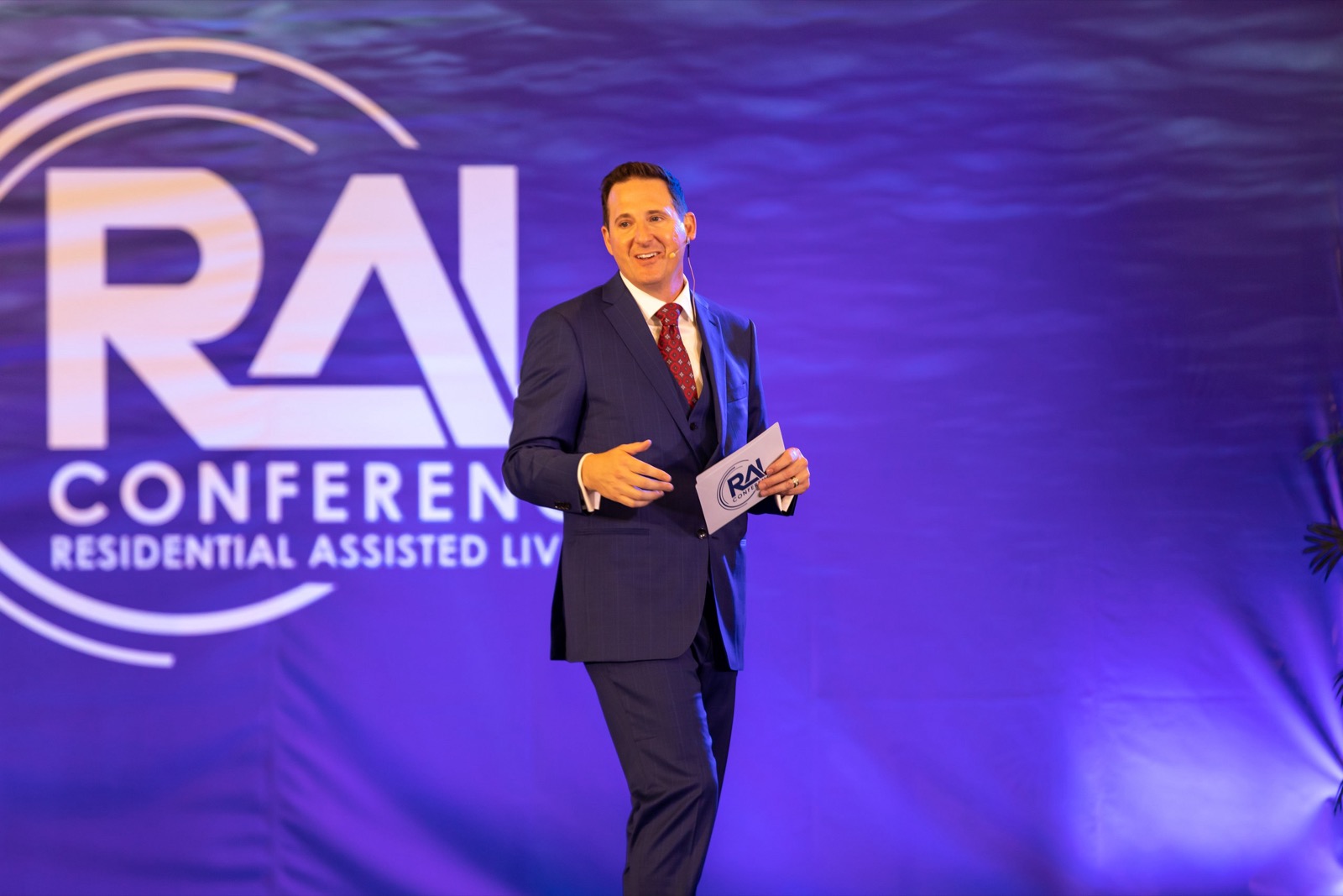 A conference general session stage during a keynote presentation