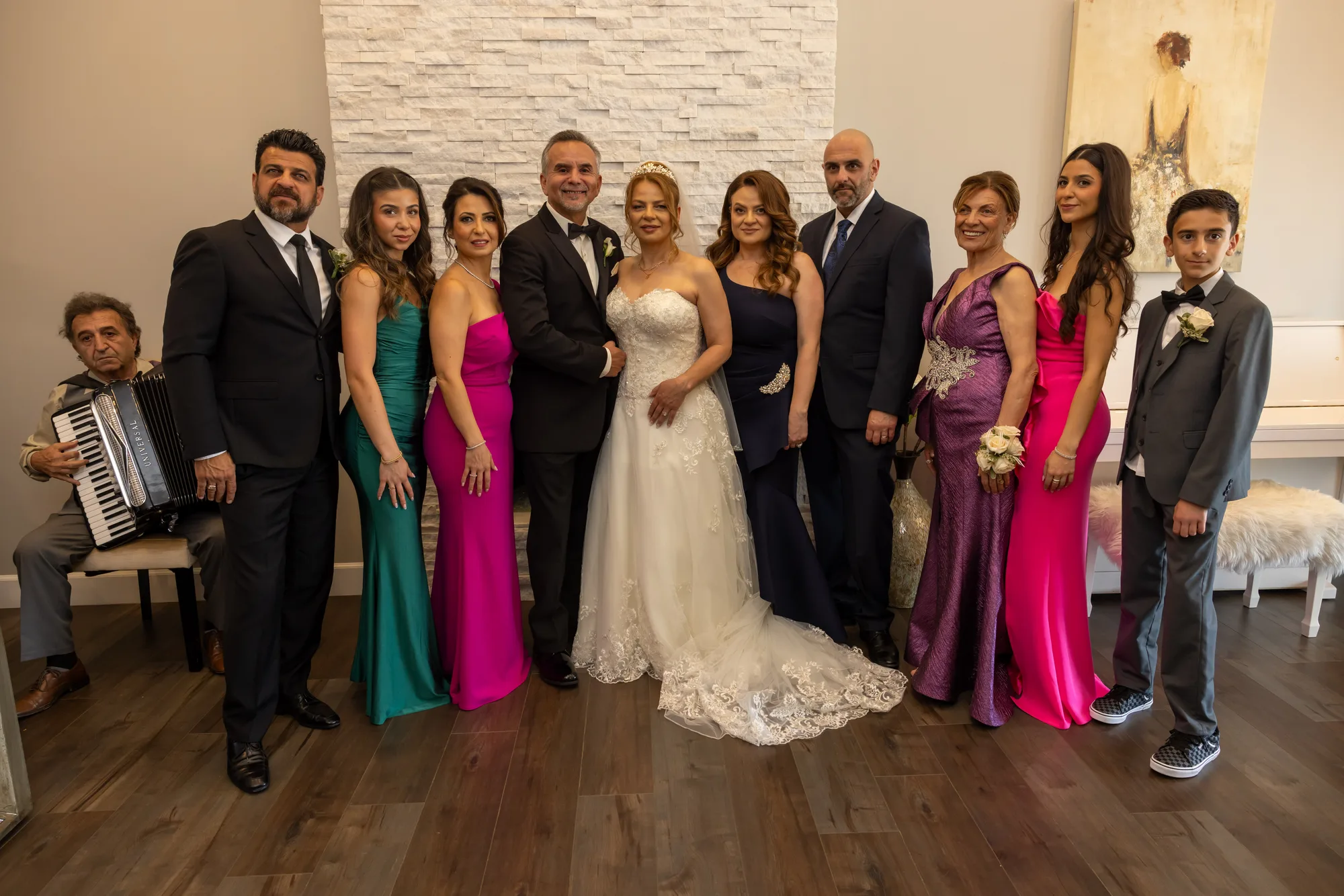 Family and musicians gathered on the morning of the wedding, before the cathedral ceremony