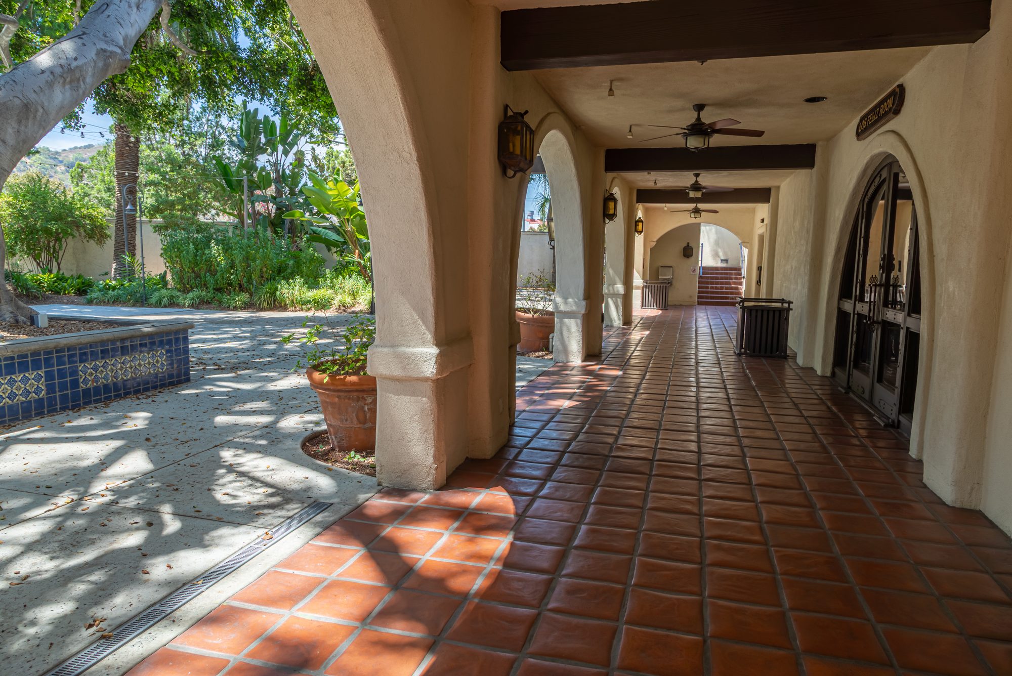 The tiled arcade at the LA River Center & Gardens, photographed by ConneryFilm