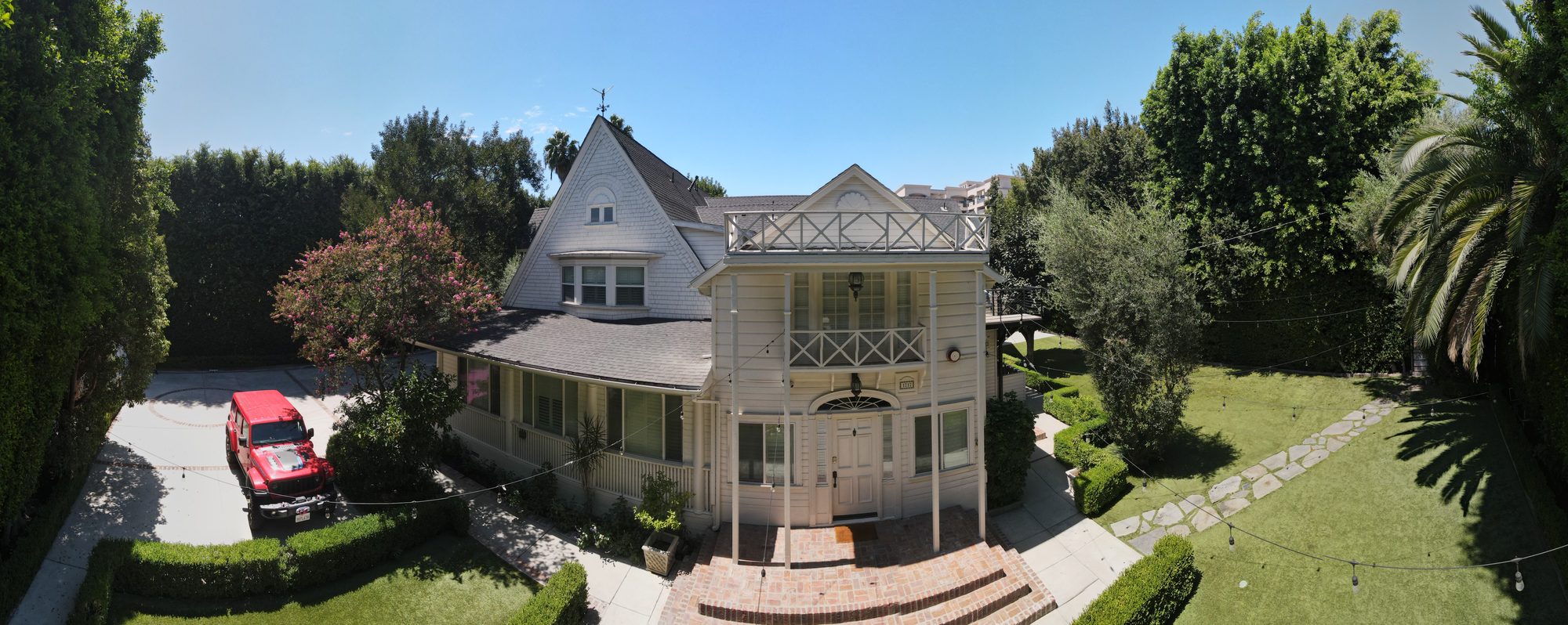 Lombardi House and its gardens from the air
