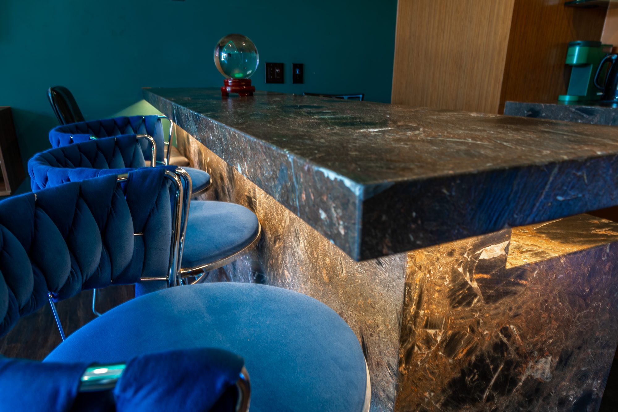 Stools at the green room bar at The Vermont Hollywood