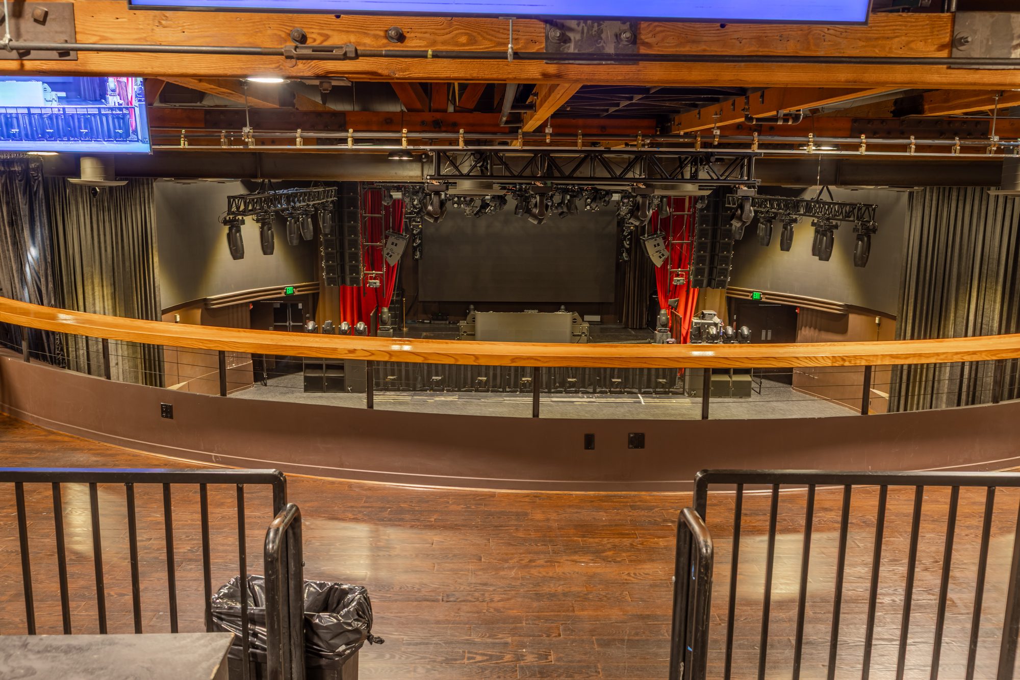 The stage seen from the mezzanine rail at The Vermont Hollywood